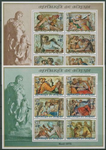 Burundi 1975 Weihnachten Sixtinische Kapelle Block 88/89 A postfrisch (C41442)
