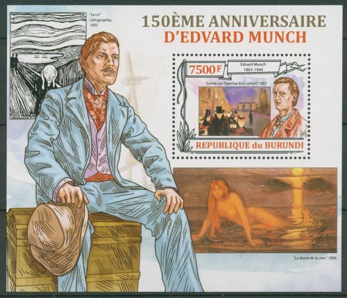 Burundi 2013 Gemälde von Edvard Munch Block 346 postfrisch (C41448)