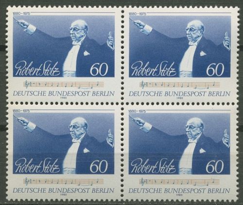 Berlin 1980 Komponist Robert Stolz 627 4er-Block postfrisch
