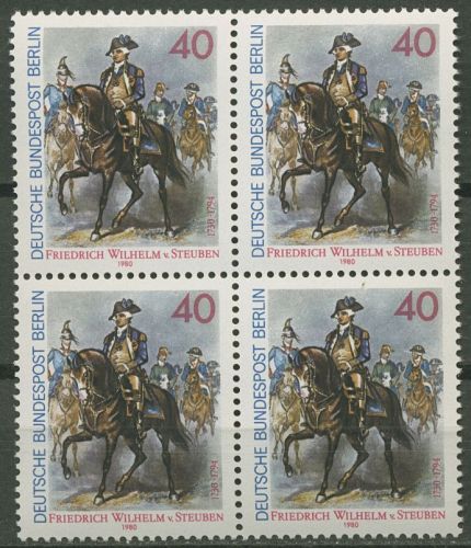 Berlin 1980 General Friedrich Wilhelm von Steuben 628 4er-Block postfrisch