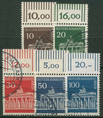 Berlin 1966 Brandenburger Tor Bogenmarken Oberrand 286/90 OR gestempelt