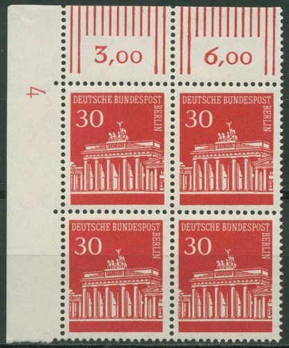 Berlin 1966 Brandenburger Tor 4er-Block Ecke Druckerzeichen 288 DZ 4 postfrisch