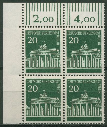 Berlin 1966 Brandenburger Tor 287 4er-Block Ecke 1 postfrisch