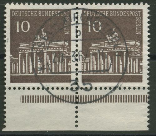Berlin 1966 Brandenburger Tor Unterrand aus MHB 286 waag. Paar UR gestempelt