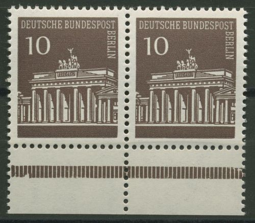 Berlin 1966 Brandenburger Tor Unterrand aus MHB 286 waag. Paar UR postfrisch