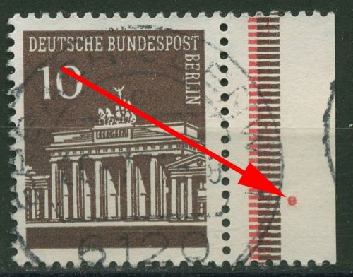 Berlin 1966 Brandenburger Tor aus MHB 286 SR re. mit rotem Punkt gestempelt