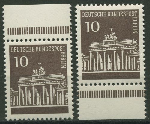 Berlin 1966 Brandenb. Tor Set Ober- u. Unterrand aus MHB 286 OR/UR postfrisch