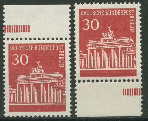 Berlin 1966 Brandenb. Tor Set Ober- u. Unterrand aus MHB 288 OR/UR postfrisch