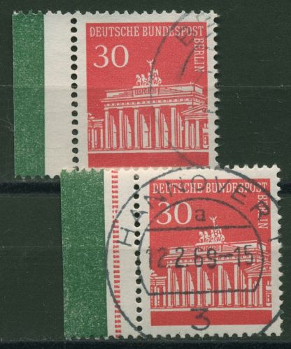 Berlin 1966 Brandenb. Tor, Set Seitenrand links aus MHB 288 SR li. gestempelt
