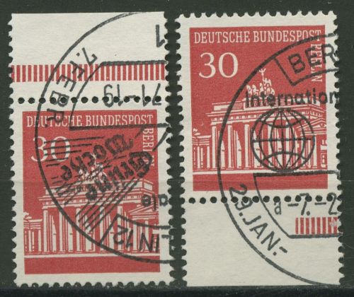 Berlin 1966 Brandenb. Tor Set Ober- u. Unterrand aus MHB 288 OR/UR gestempelt