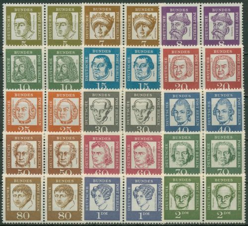 Berlin 1961 Bedeutende Deutsche Bogenmarken 199/213 waagerechte Paare postfrisch