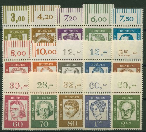 Berlin 1961 Bedeutende Deutsche Bogenmarken Oberrand 199/213 OR postfrisch