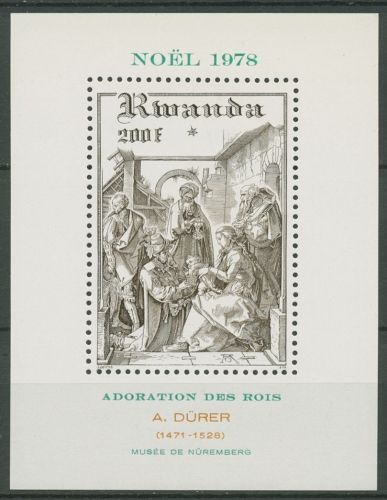 Ruanda 1978 Weihnachten Gemälde von Dürer Block 85 postfrisch (C41468)