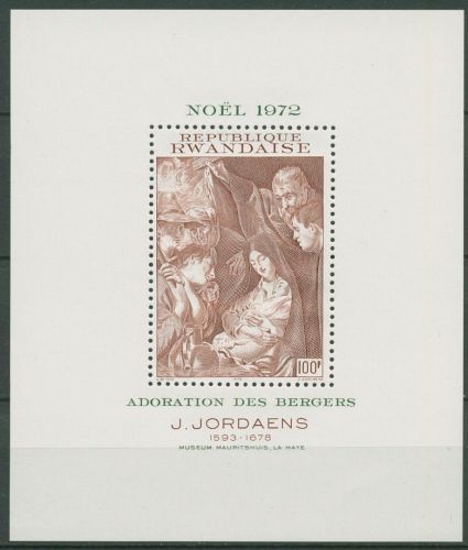 Ruanda 1972 Weihnachten Gemälde von Jordaens Block 29 A postfrisch (C41469)
