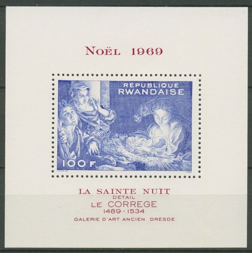 Ruanda 1969 Weihnachten Gemälde von Correggio Block 23 A postfrisch (C41470)