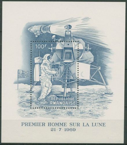 Ruanda 1969 Bemannte Mondlandung Apollo 11 Block 21 A postfrisch (C62438)