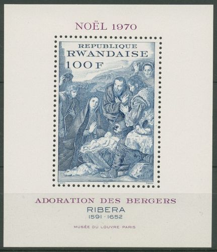 Ruanda 1970 Weihnachten Anbetung der Hirten Block 25 A postfrisch (C29860)