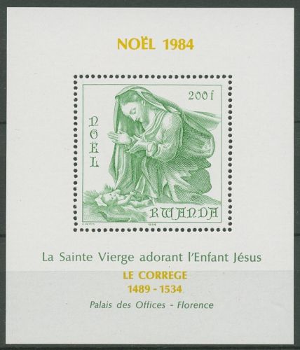 Ruanda 1984 Weihnachten Gemälde von Correggio Block 102 postfrisch (C29404)