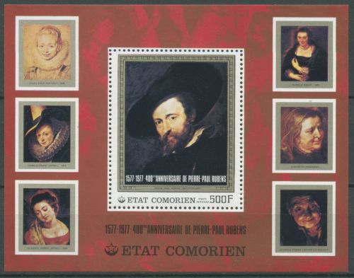 Komoren 1977 Rubens 400. Geburtstag Gemälde Block 97 postfrisch (C28653)