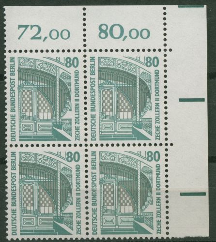 Berlin 1987 Sehenswürdigkeiten SWK 796 4er-Block Ecke 2 postfrisch