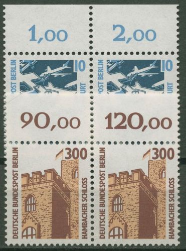 Berlin 1988 Sehenswürdigkeiten SWK mit Oberrand 798/99 waag. Paare OR postfrisch