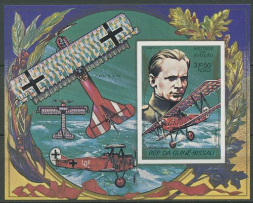 Guinea-Bissau 1979 Flugzeuge Fokker Ernst Udet Block 153 B postfrisch (C41531)