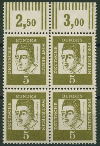 Berlin 1961 Bedeutende Deutsche mit Oberrand 199 W OR 4er-Block postfrisch