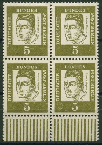 Berlin 1961 Bedeutende Deutsche mit Unterrand 199 W UR 4er-Block postfrisch