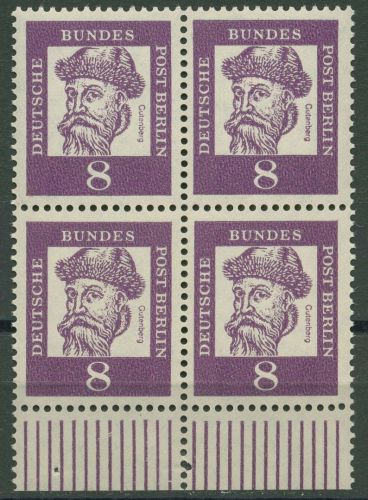 Berlin 1961 Bedeutende Deutsche mit Unterrand 201 W UR 4er-Block postfrisch