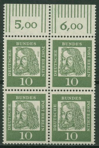 Berlin 1961 Bedeutende Deutsche mit Oberrand 202 W OR 4er-Block postfrisch