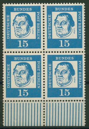 Berlin 1961 Bed. Deutsche: Luther mit Unterrand 203 W UR 4er-Block postfrisch
