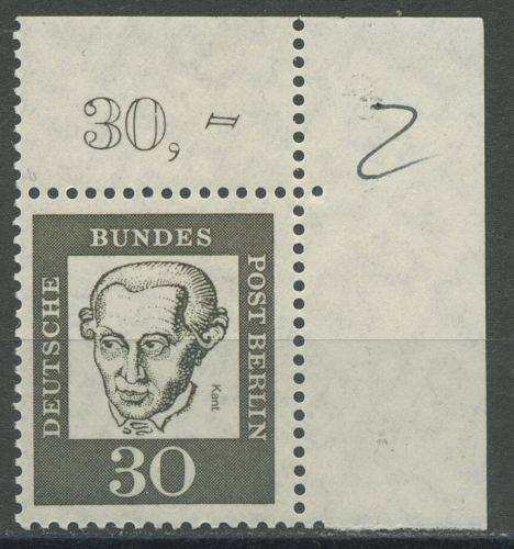 Berlin 1961 Bed. Deutsche: Immanuel Kant 206 OR Ecke 2 postfrisch