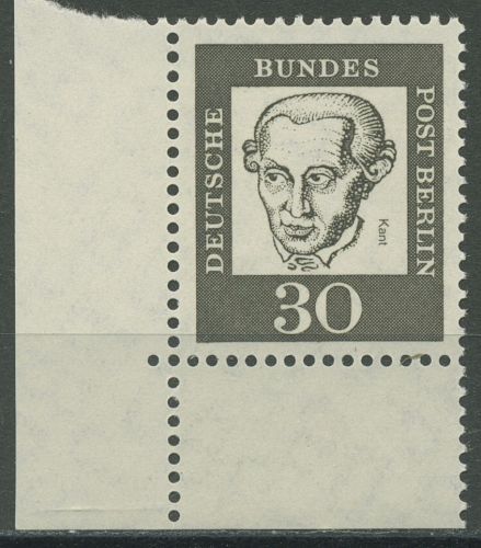 Berlin 1961 Bed. Deutsche: Immanuel Kant 206 Ecke 3 postfrisch