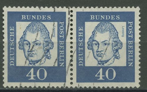 Berlin 1961 Bed. Deutsche: Lessing 207 waag. Paar mit Wellenstempel
