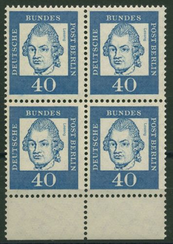 Berlin 1961 Bed. Deutsche: Lessing mit Unterrand 207 4er-Block UR postfrisch