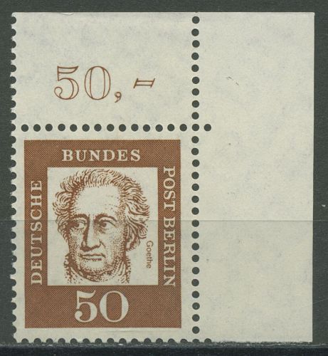 Berlin 1961 Bed. Deutsche: Johann W. Goethe 208 Ecke 2 postfrisch
