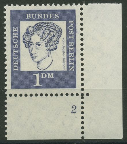 Berlin 1961 Bed. Deutsche: Droste-Hülshoff 212 Ecke 4 FN 2 postfrisch