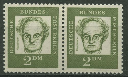 Berlin 1961 Bed. Deutsche: Gerhart Hauptmann 213 waag. Paar postfrisch