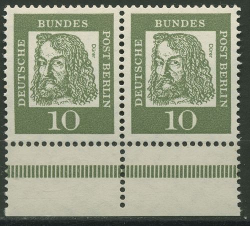 Berlin 1961 Bed. Deutsche Dürer Unterrand aus MHB 202 waag. Paar UR postfrisch