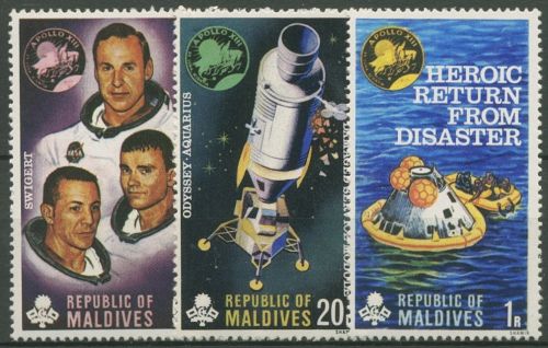 Malediven 1971 Raumfahrt Landung von Apollo 13 367/69 postfrisch