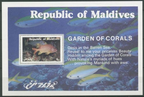 Malediven 1980 Leben unter WasserTiere Fische Block 73 postfrisch (C11100)