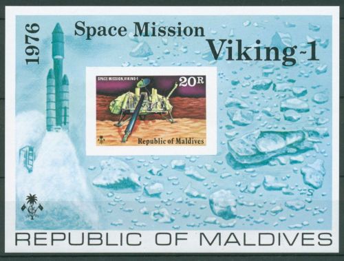 Malediven 1976 Raumfahrt Marssonde Viking Block 41 B postfrisch (C64173)
