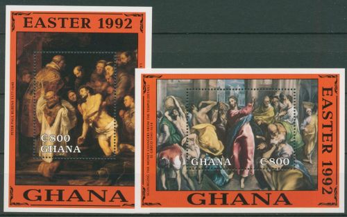 Ghana 1992 Ostern Gemälde Rubens El Greco Block 195/96 postfrisch (C41619)