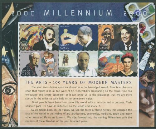 Ghana 2001 Künstler Kandinsky Moore Chagall 3191/96 K postfrisch (C41615)