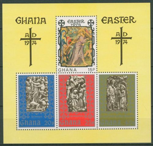 Ghana 1974 Ostern Alabaster-Reliefs Block 54 postfrisch (C41613)