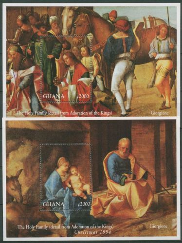 Ghana 1994 Weihnachten Religiöse Malerei Block 263/64 postfrisch (C41600)