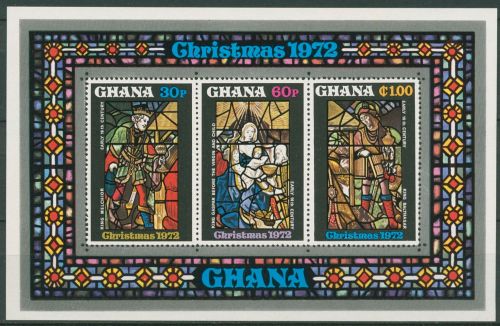 Ghana 1972 Weihnachten Bunte Glasfenster Block 48 postfrisch (C41599)