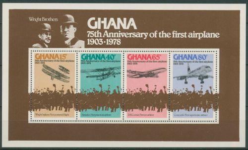 Ghana 1978 Erster Motorflug der Brüder Wright Block 75 A postfrisch (C41598)