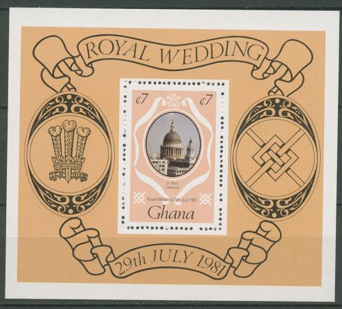 Ghana 1981 Hochzeit Prinz Charles & Lady Diana Block 90 postfrisch (C41597)