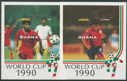 Ghana 1990 Fußball-WM in Italien Spieler Block 157/58 postfrisch (C41595)
